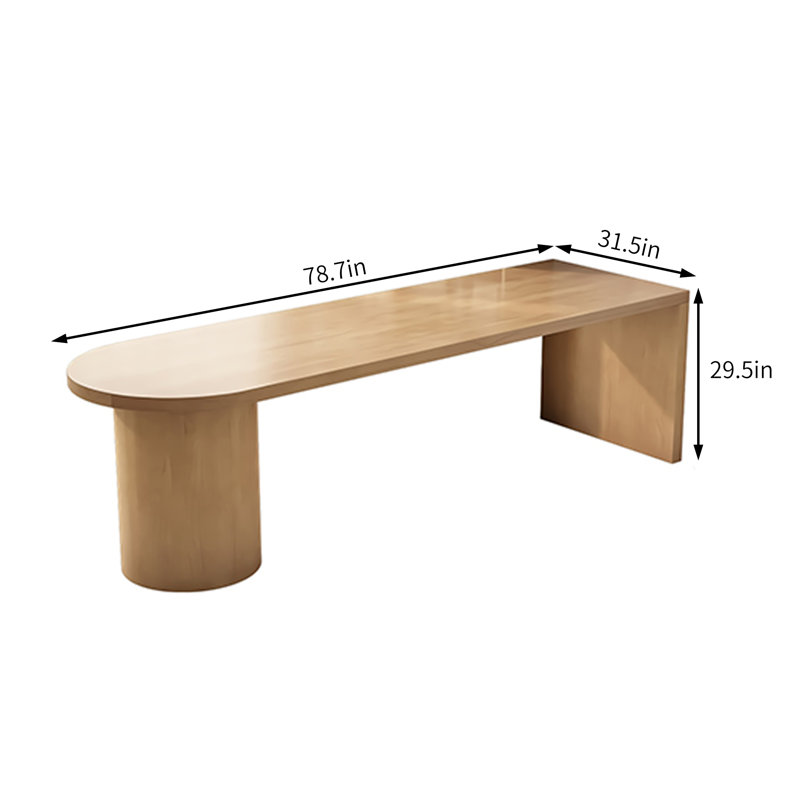 Simple Solid Wood Pine Burlywood Desk, 29.5" H x 78.7" W x 31.5" D