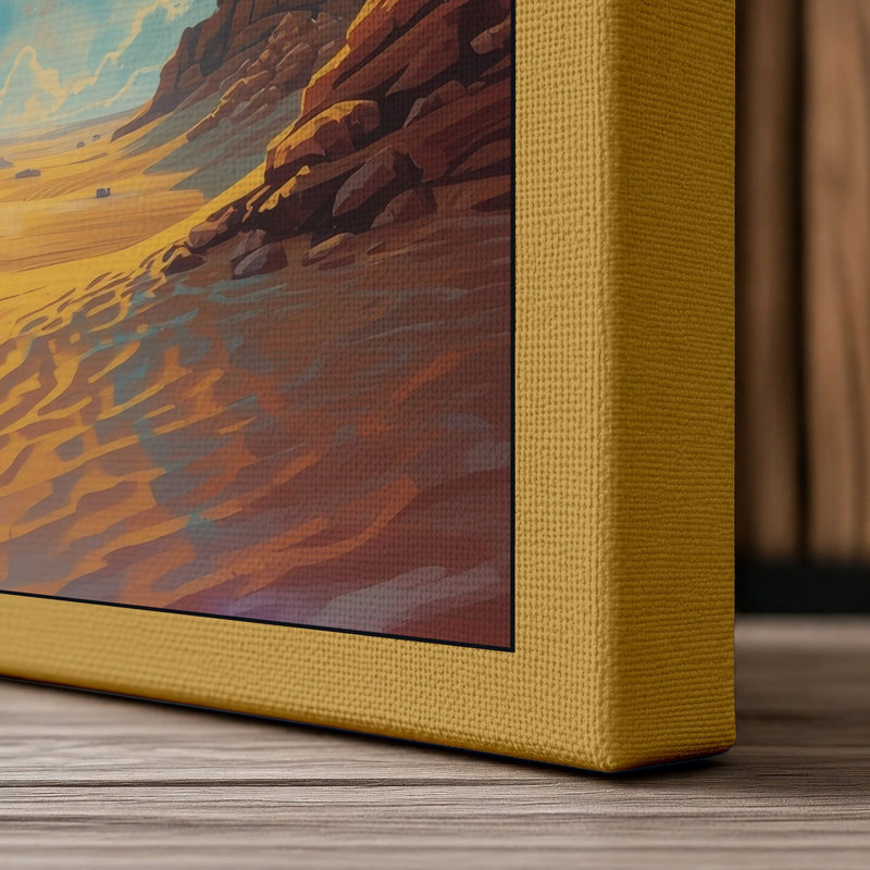 Desert Under Cosmic Sky Fantasy & Sci-Fi - Wrapped Canvas, 30x20 - 76.2 x 50.8 cm, Ochre Border
