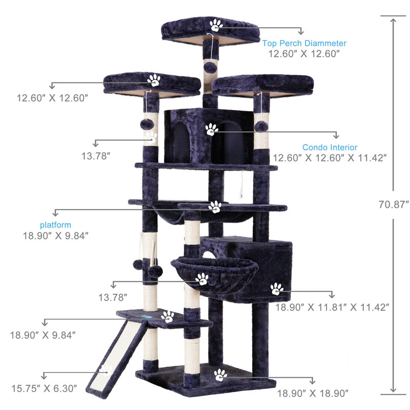 70.87'' H Cat Tree, Black