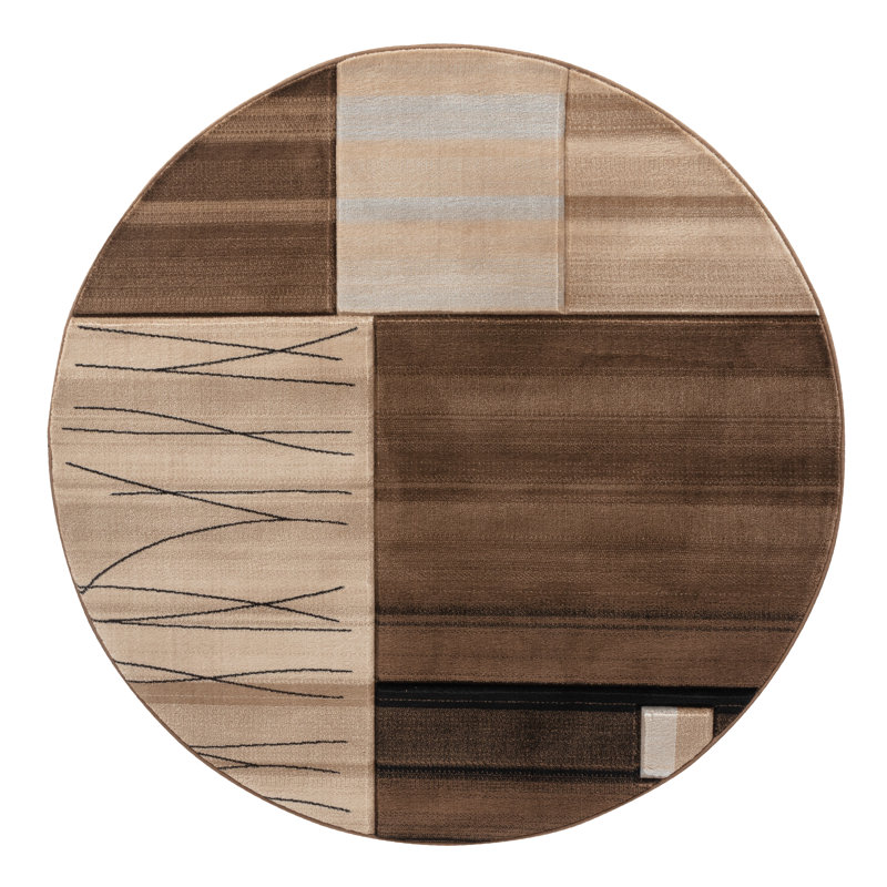 Tapis brun / beige Anjolie, Rond 8 pi 1 po