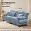 Canapé 2 places en chenille bleue pelucheuse avec sièges et coussins profonds et moelleux pour salon-859542037