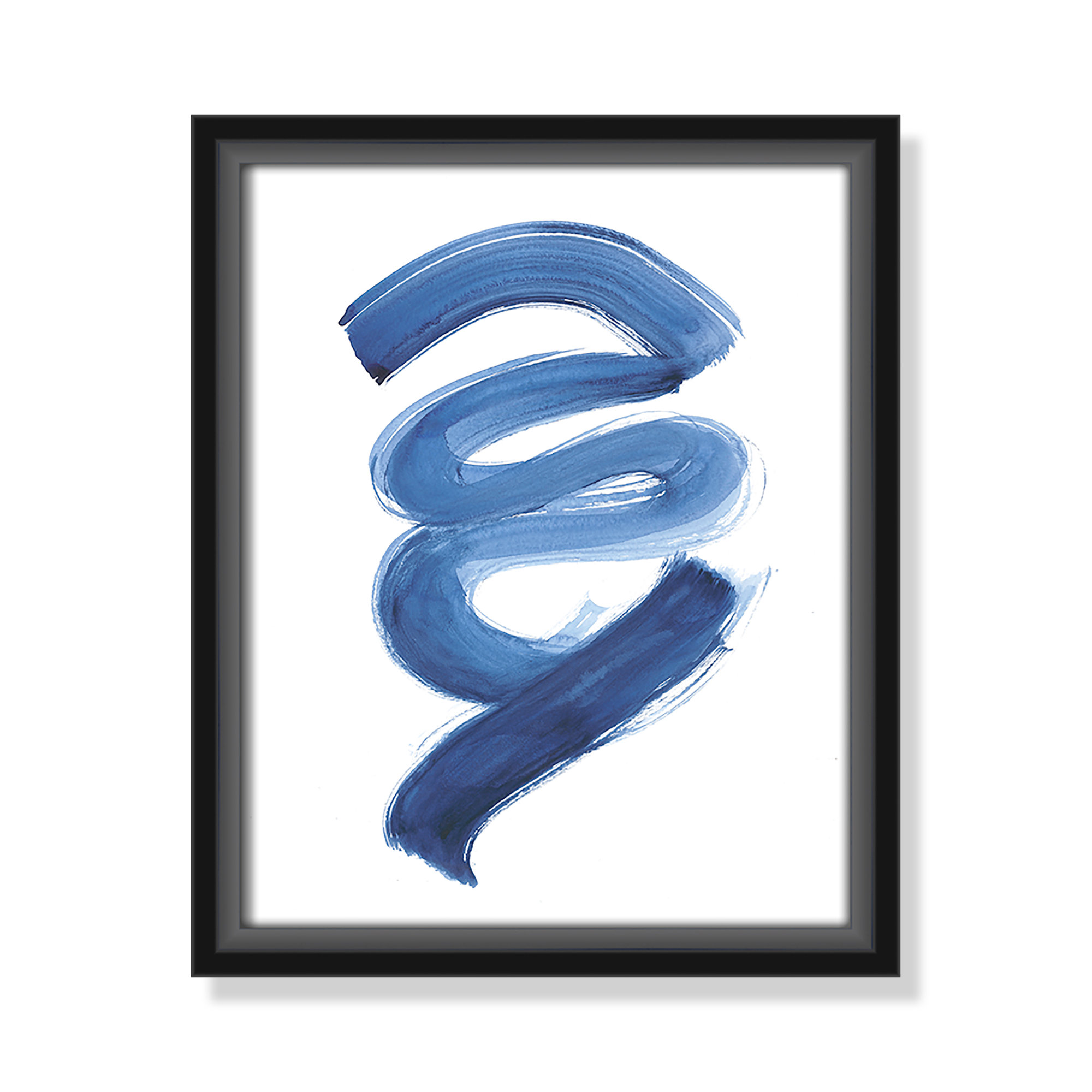 Slinky Indigo I by Filippo Ioco - Painting Print, Black Framed Canvas, 11.5" H x 9.5" W x 2" D