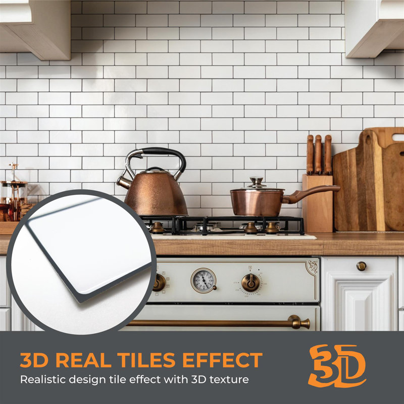 WT3D3033N - Carrelage 3D lustré blanc brillant 12 x 12 po London