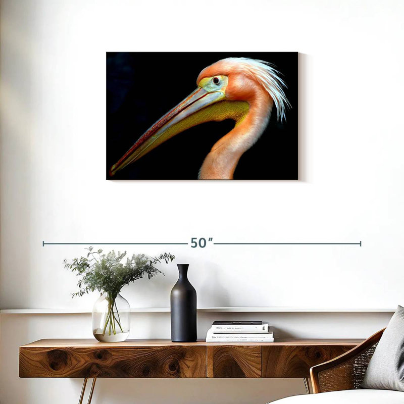 Peach Pelican Profile, 20" H x 30" W