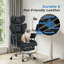 Fauteuil de bureau ergonomique Big & Tall avec repose-pieds, capacité de 350 lb, cuir PU de luxe embossé-367413973