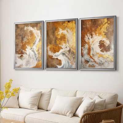 ABSTRACT Series CDXLII - Toile sur châssis tendue avec châssis encadré - 3 pièces