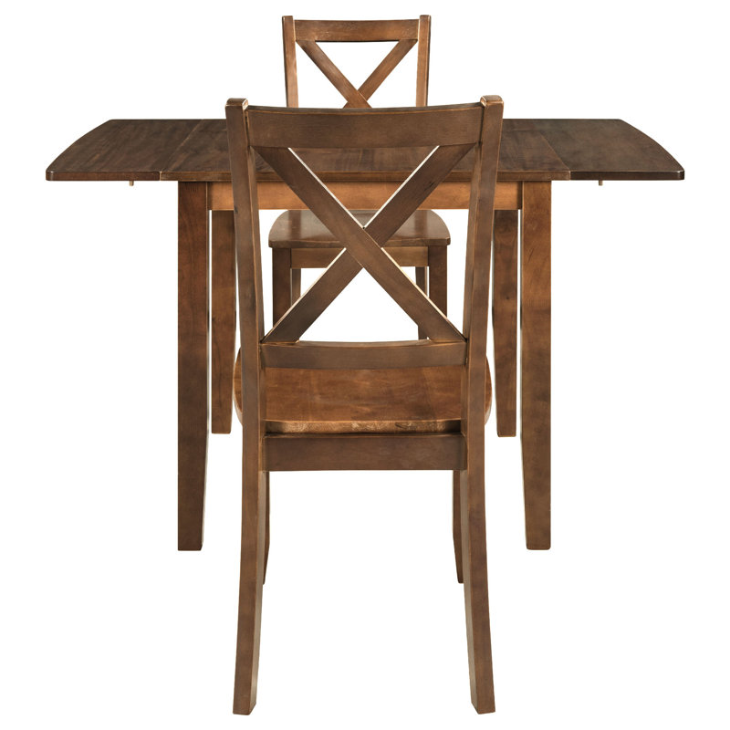 Ensembles de table de salle à manger compacts en bois 3 pièces avec fonction extensible, finition noyer pour petite cuisine