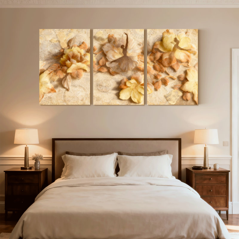 «Fashion Floral Ballet Dancer Art», ensemble de 3 impressions sur toile, H 18 po x l 36 po