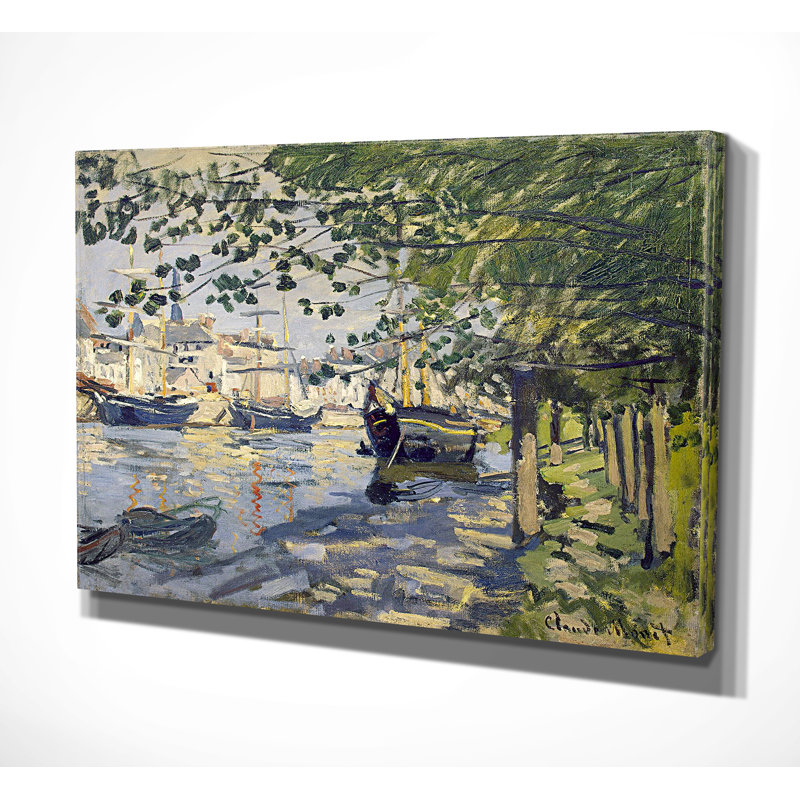 «La seine à Rouen», reproduction de peinture à l'huile, H 24 po x l 36 po x P 1,5 po, Toile tendue, Pas de tapis