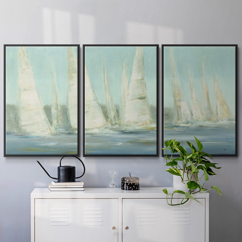 " Summer Sails " 3 - Pieces, 36" H x 75" W x 2" D, Black
