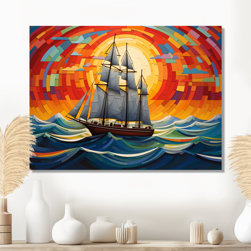 Allix - Bateau, art mural, salon, Métal métal, H 12 po x l 20 po x P 1 po