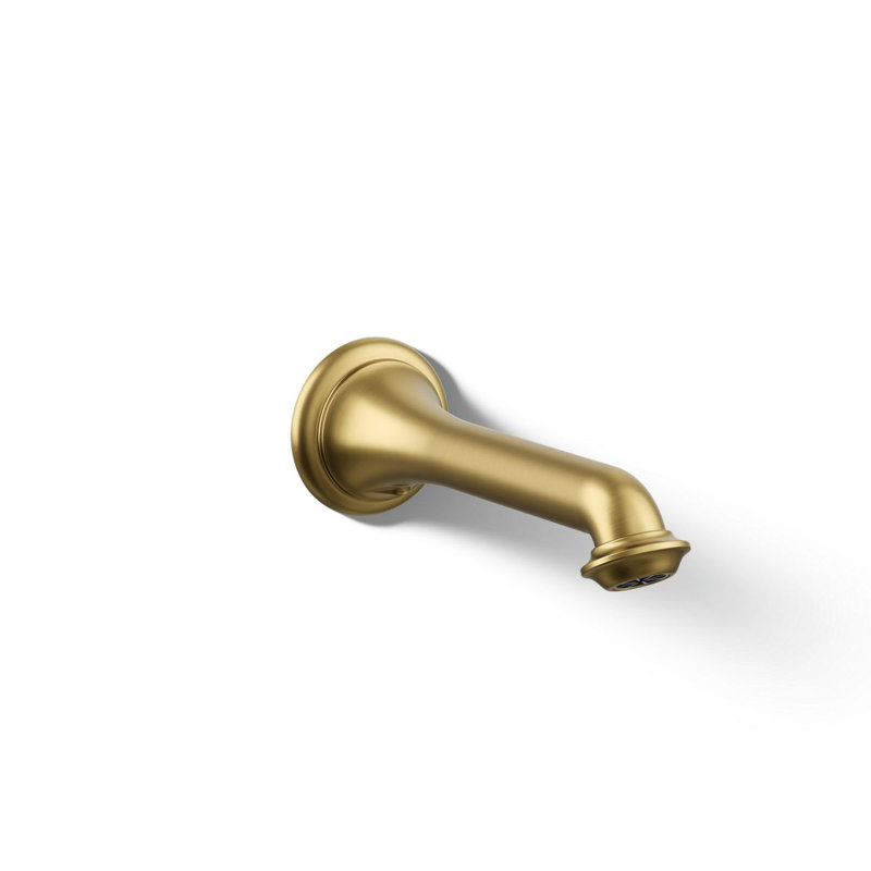Artifacts Wall-Mount Bath Spout with Turned Design, Vibrant Brushed Moderne Brass