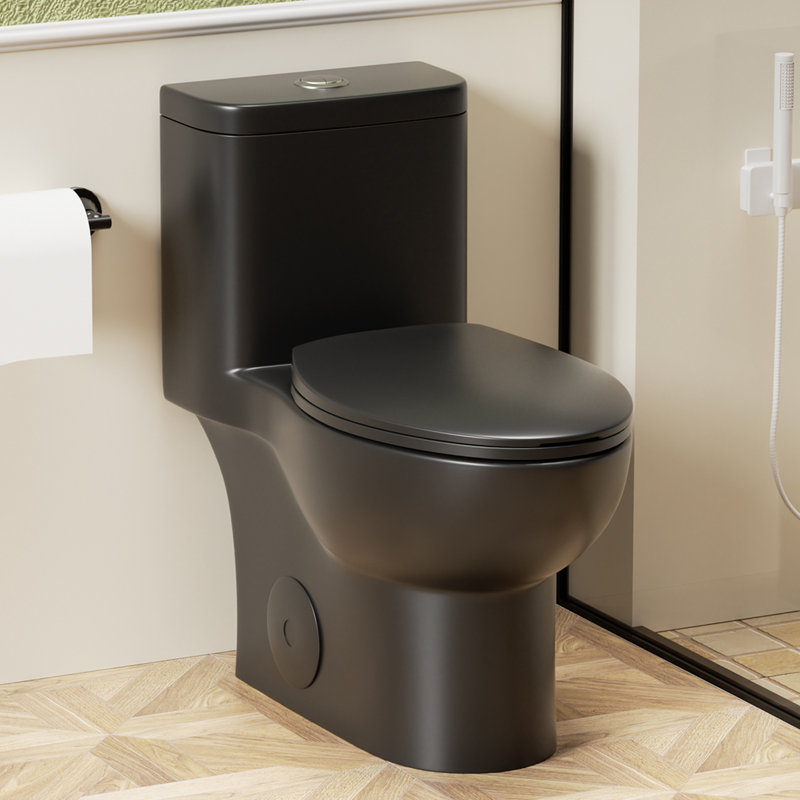 1.1/1.6 GPF Dual-Flush Toilet With Siphonic S-Trap, Black