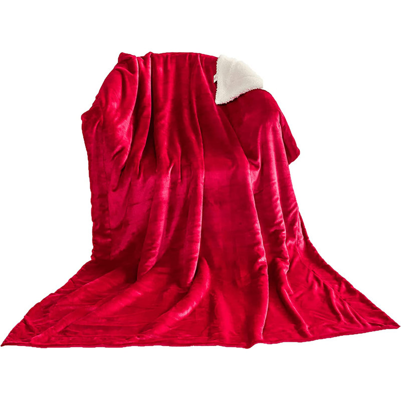 Sherpa Fleece Blanket Throw, Red, 150 x 200cm