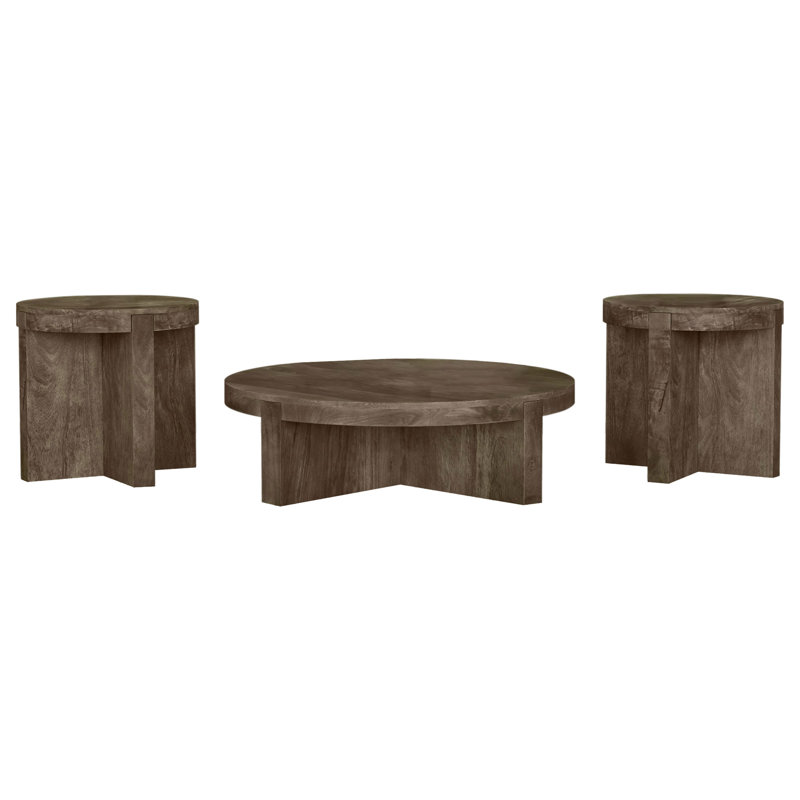 Ensemble de tables basses et de tables de bout en bois massif 3 pièces Kinkaid, 3 pièces: table basse, 2 tables de bout