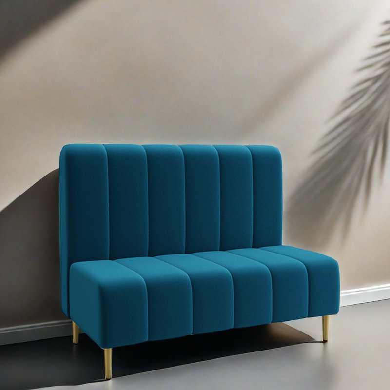 Banc rembourré en velours, Bleu