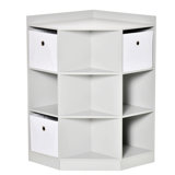 Corner Cabinet, Cubby Toy Storage Organizer, Bookshelf Unit with Baskets