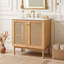 Meuble-lavabo en bambou avec lavabo en céramique et portes en rotin