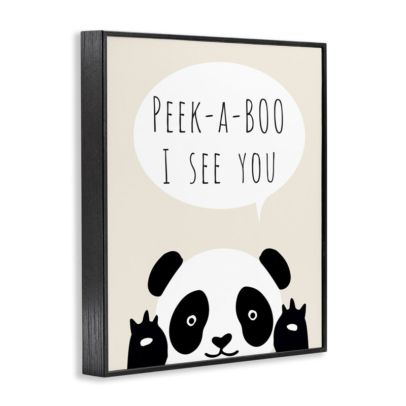 Estampe numérique peek-a-boo, dessin de Chen Alyesh, H 20 po x l 16 po, Giclée encadrée noir minuit