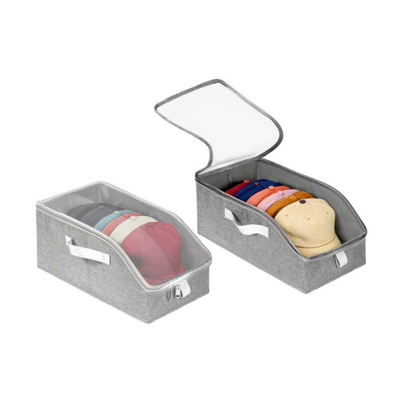 Ensemble de 2 boîtes de rangement pour casquettes de baseball, organisateur de chapeaux pour garde-robe, organisateur de casquettes de baseball avec fenêtre transparente