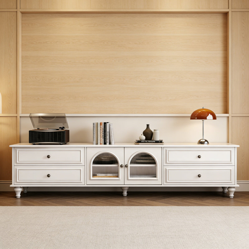Meuble télé avec rangement Luxury, H 22,83 po x L 86,61 po x l 15,74 po, Blanc