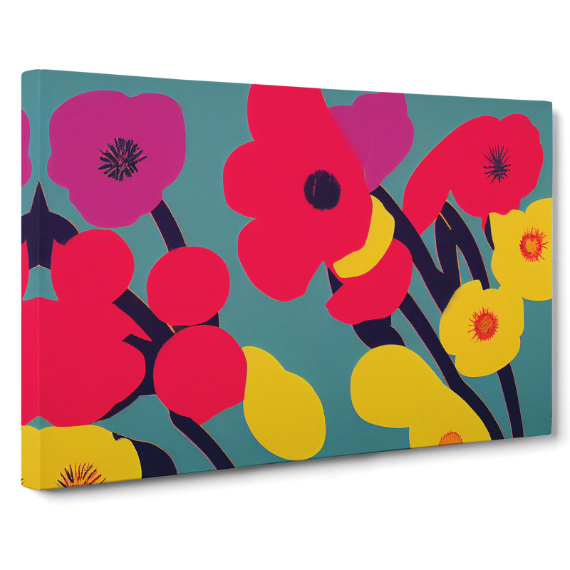 Extravagant Abstract Flowers - Wrapped Canvas Print, 35cm H x 50cm W x 3cm D