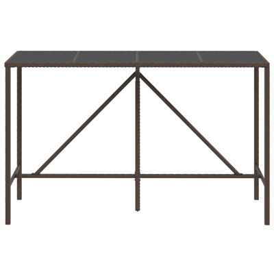 Leithan Rectangular Glass Outdoor Bar Table - 180 cm W 70 cm D
