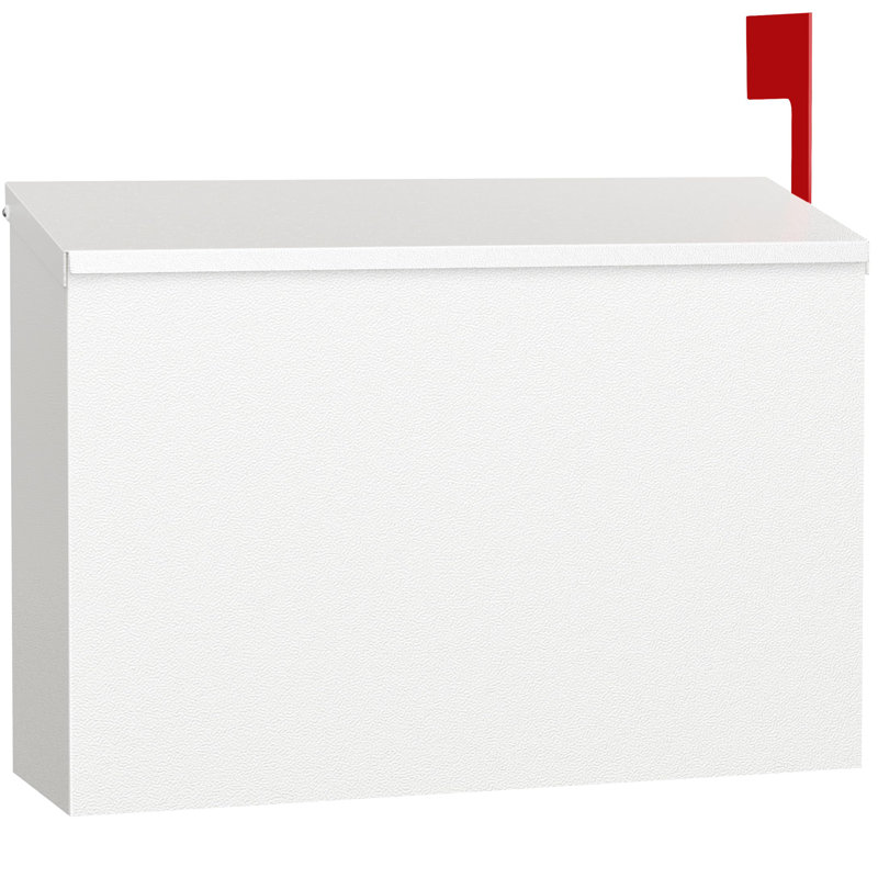 Boîte aux lettres murale pour l'extérieur, boîte aux lettres antirouille de grande capacité avec couvercle anti-rouille et trousse de drapeau rouge, boîte aux lettres en acier galvanisé résistant aux intempéries pour l'extérieur de la maison, 10,5 po x 4,3 po x 14,2 po, blanc