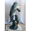 Sculpture de boîte aux lettres en bronze lamantin avec trois vaches de mer 27 po x 27 po x H 55 po