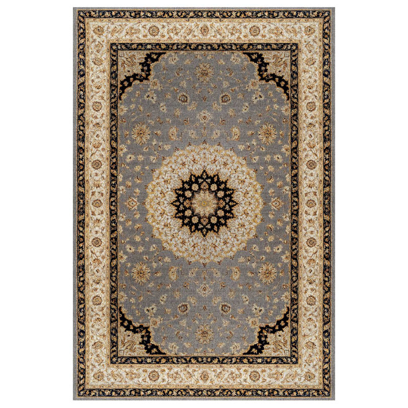 Giuseppi Collection Digital Print Cotton-Polyester Brown Gray Oriental Rug, Round 3'4"