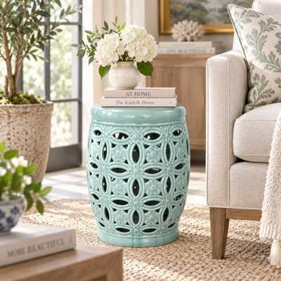 Duluth Ceramic Garden Stool - Celadon