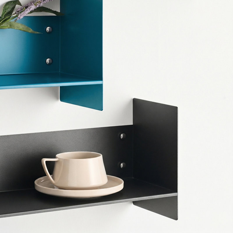 23.6" Industrial Modern Metal Floating Wall Shelves for Heavy Duty Display, 7.87" H x 23.6" W x 5.9" D, Black