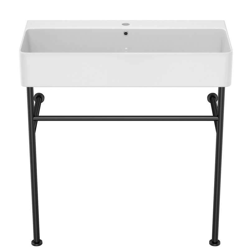 Bathroom Console Sink With Overflow, Black