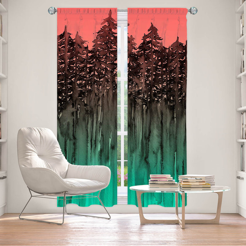 Room Darkening Curtain Pair, 20" W x 61" L, Pink/Green