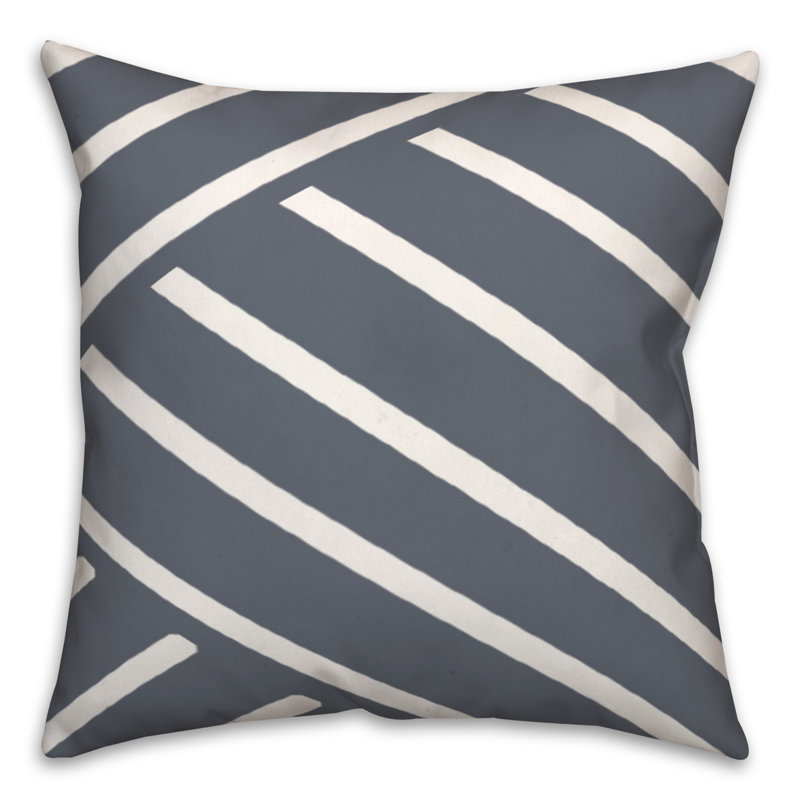 Gray Herringbone Outdoor Throw Pillow, Ardoise, 18"H x 18"W