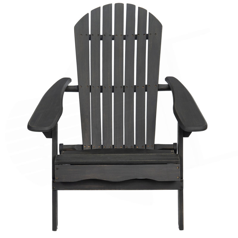 Chaise Adirondack pliable rustique en bois d'acacia pour le confort extérieur, Gris foncé