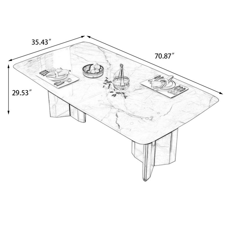 Pierre de cristal blanche rectangulaire de couleur blanche avec table de salle à manger / cuisine en acier inoxydable