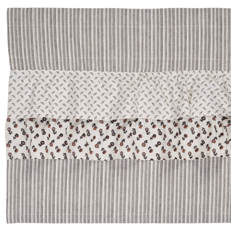 Rideau de café sur mesure en coton taupe clair / café Bahari, H 24 po x l 72 po