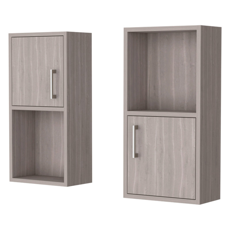 2 Bathroom Medicine Cabinets With Open Shelf, Wood
