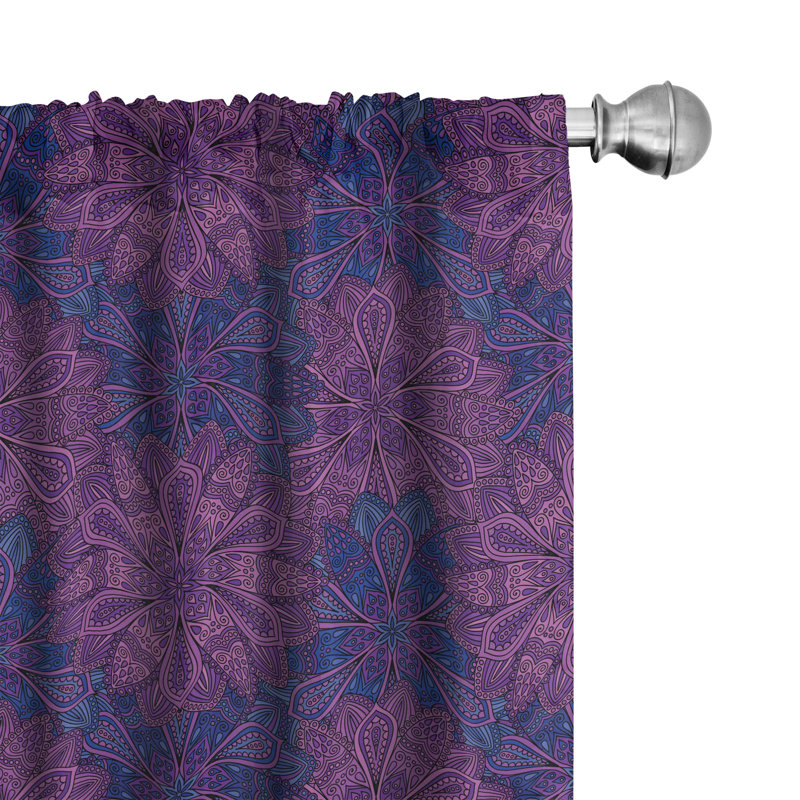 Flower Semi-Sheer Rod Pocket Curtain Panels, 28" x 95"