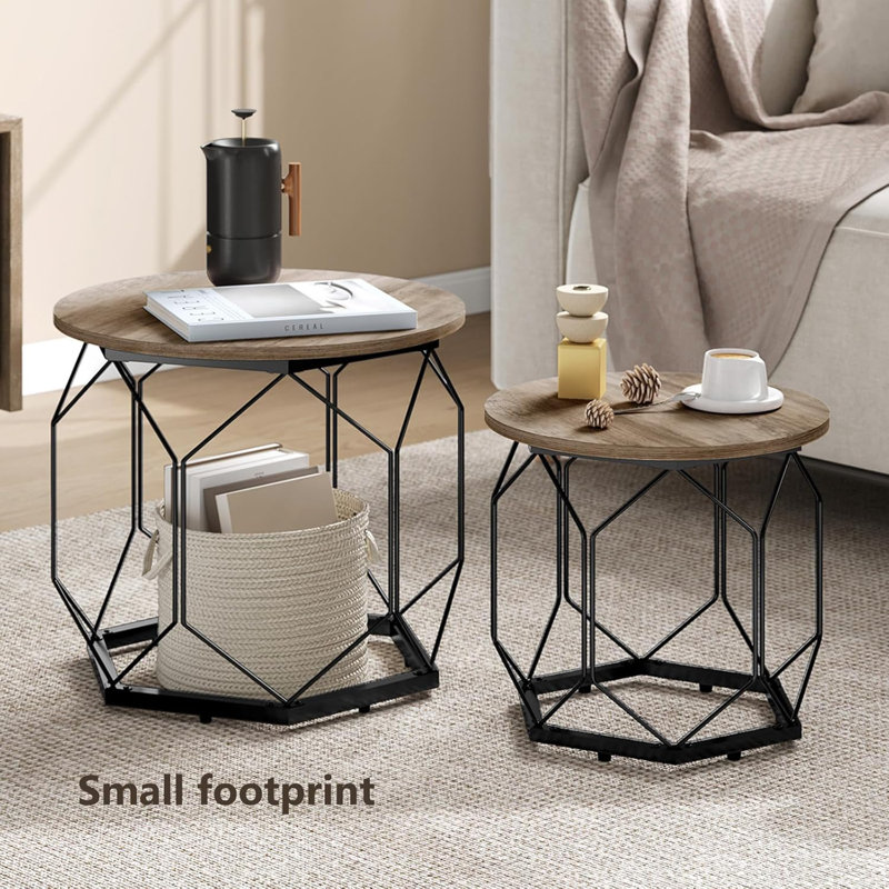 Collison Frame Nesting Tables, Grey Woodlook