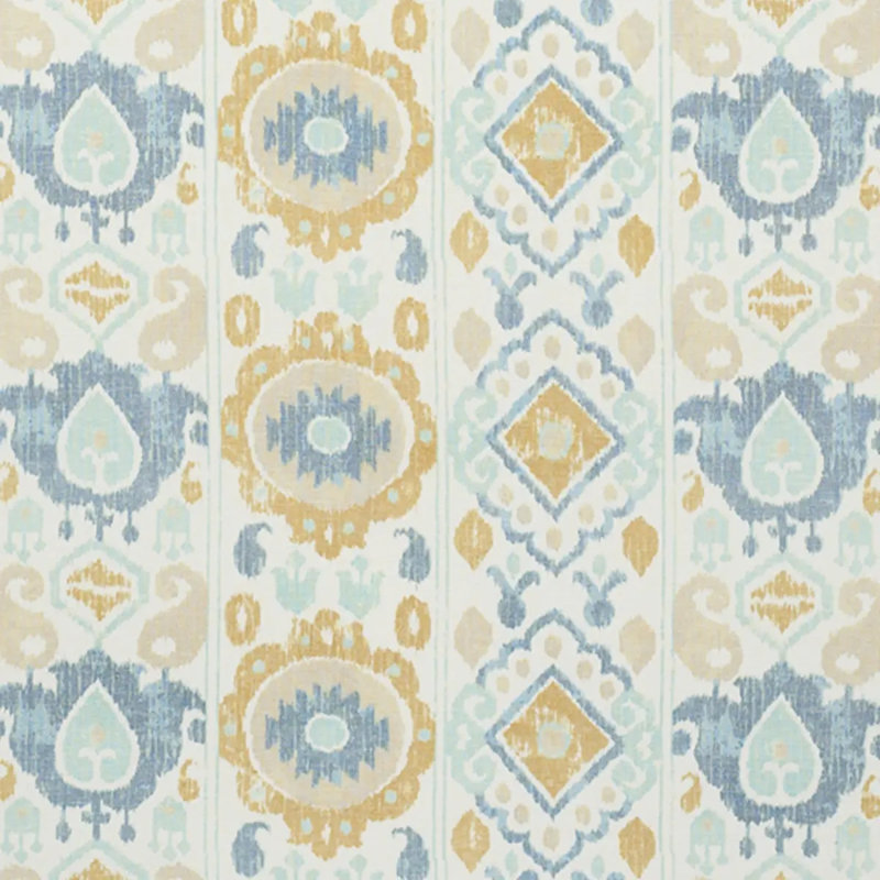 Elizia Ikat Fabric, Sky/Ochre