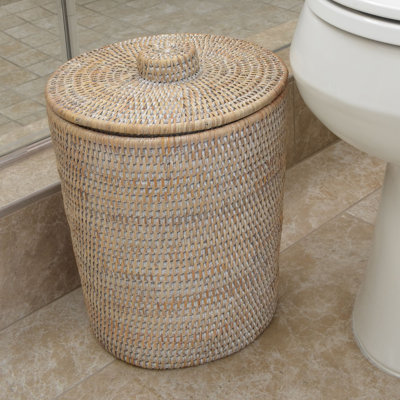 Everard Wicker/Rattan Manual Lift Trash Can