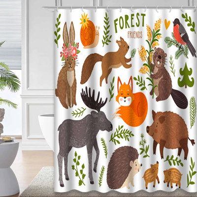 Green Waterproof Shower Curtain,Shower Curtains for Bathroom with 12 Hooks