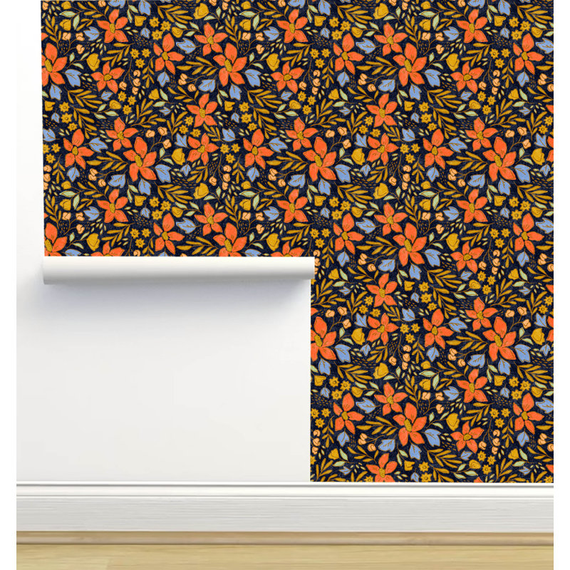 Rouleau de papier peint adhésif texturé L 6 pi x l 24 po Amy Mac Ready Designs, Noir/orange