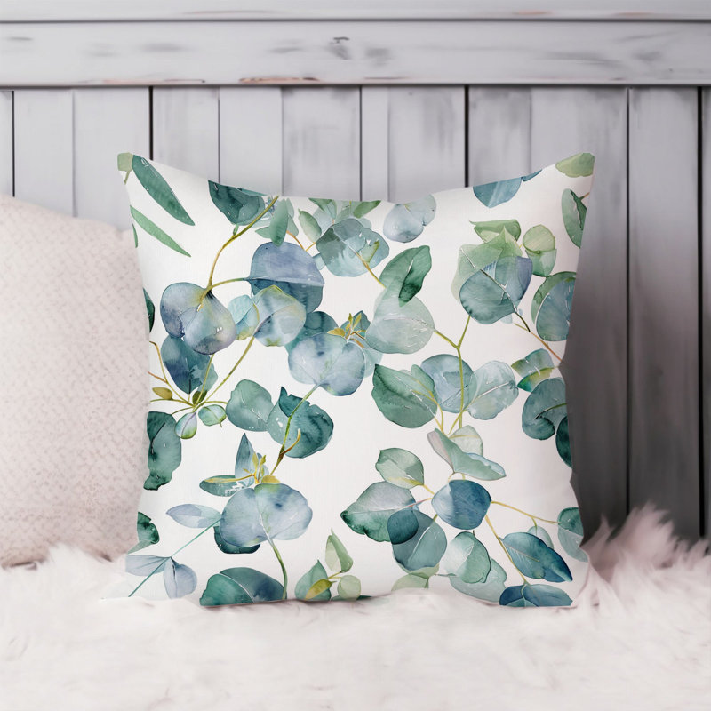 Botanical Eucalyptus Leaves Pattern IX Pillow Cover, 16"H x 16"W