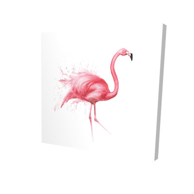 «Pink Flamingo», reproduction de peinture à l'aquarelle sur toile