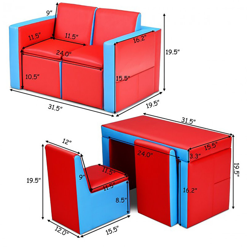 Tello Kids 3 Piece Rectangular Play Or Activity Table and Chair Set