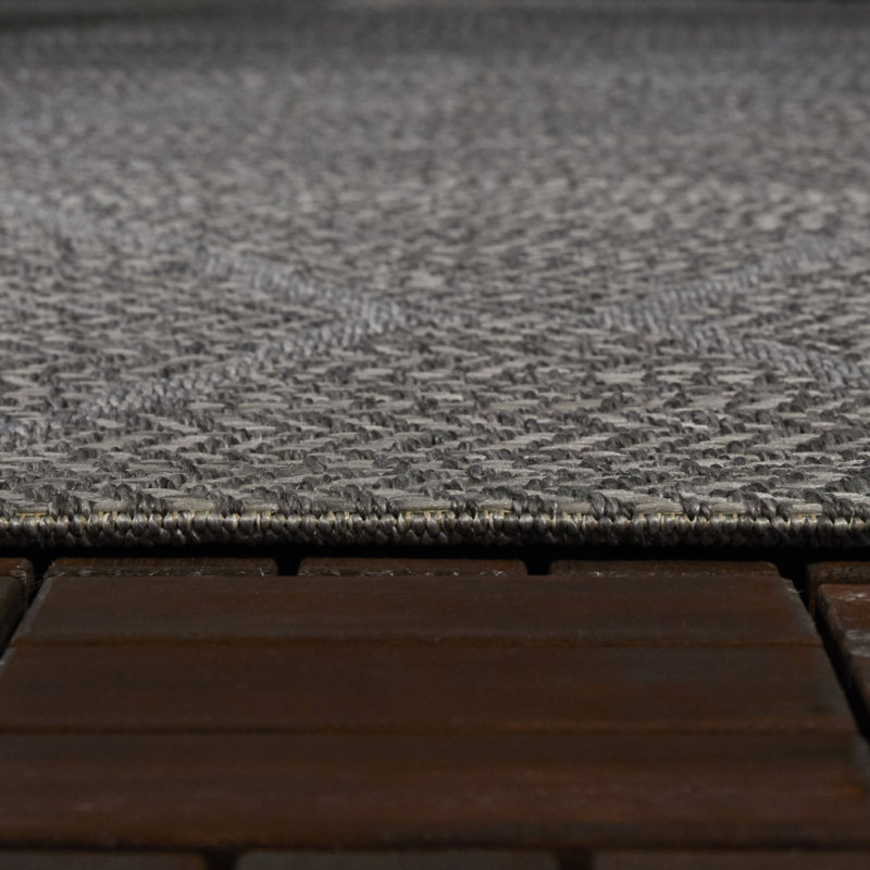 Tapis d'intérieur / extérieur gris Yockey, Rectangle 9 pi 2 po x 12 pi