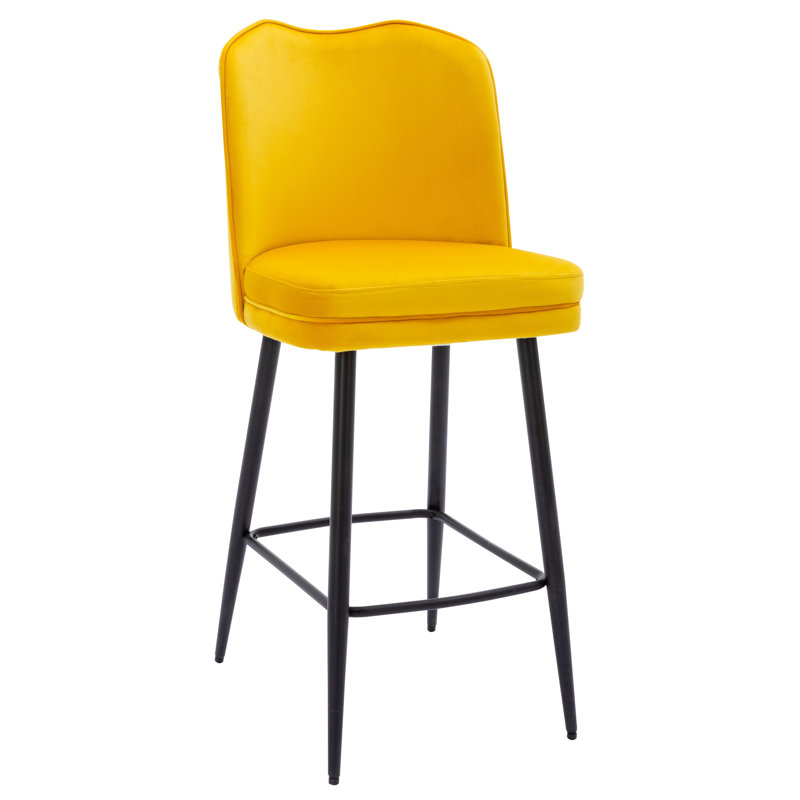 Henline Upholstered Counter Stool with Metal Frame, Yellow